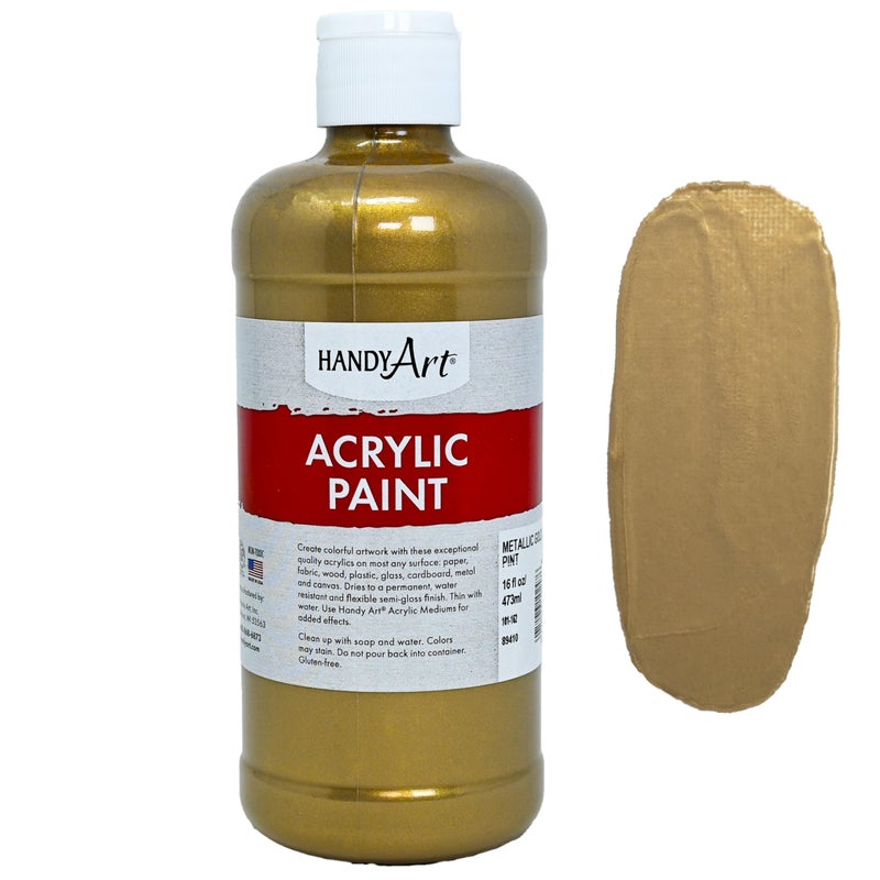 Handy Art Student Acrylic Paint 16 ounce, Metallic Gold - Image 1